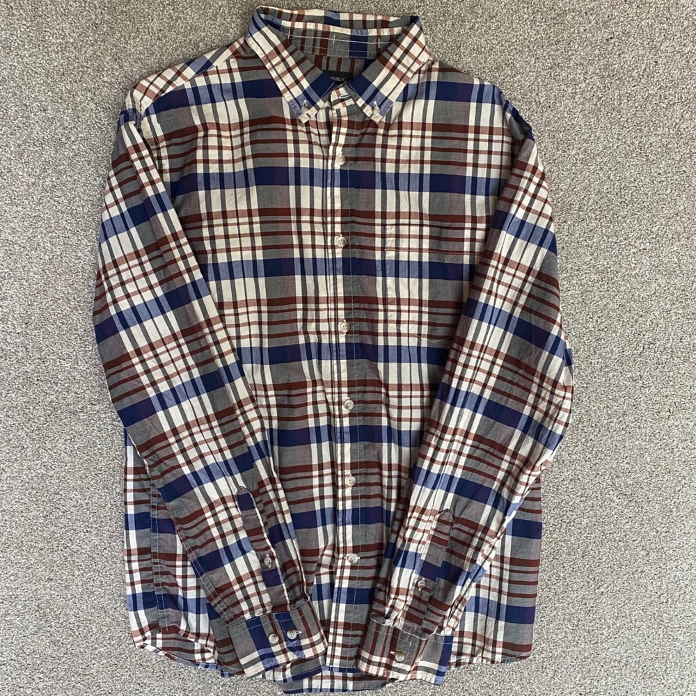 Banana Republic Button Down Shirt Mens Large Multicolor Excellent Untucked Plaid